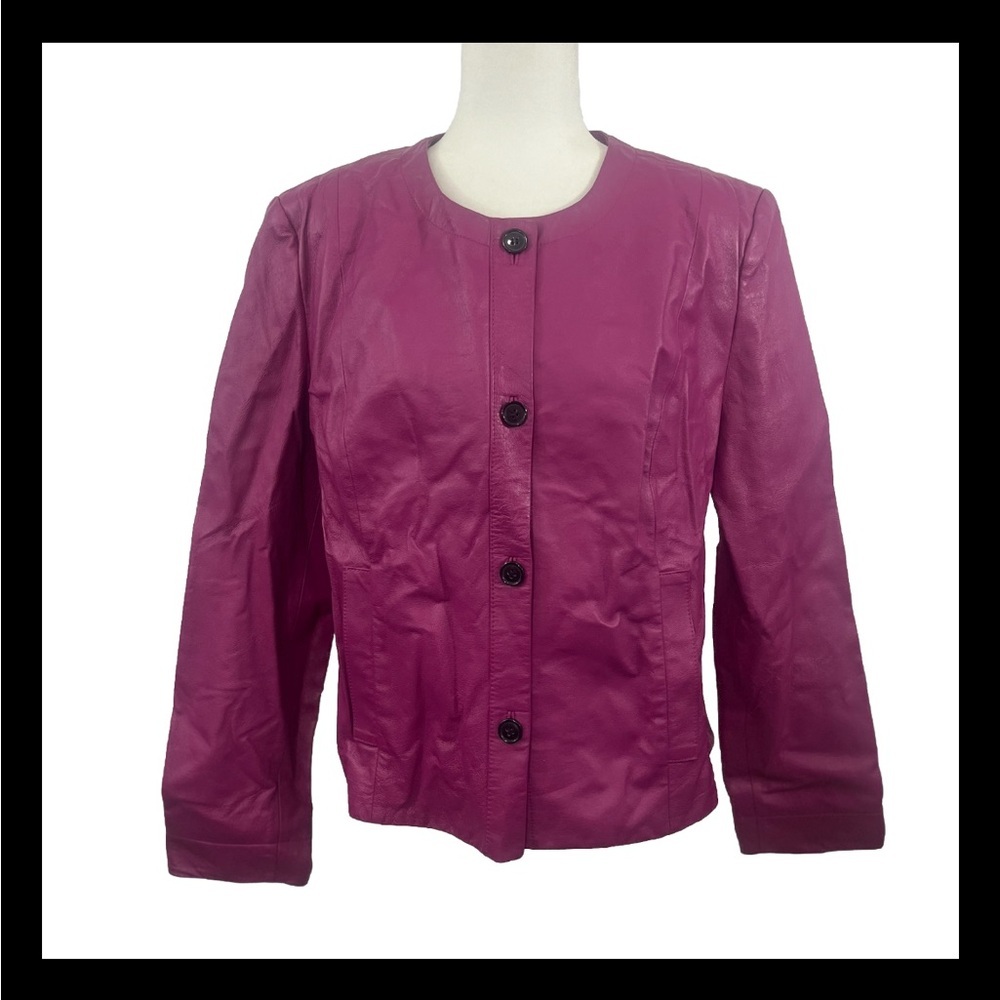 Spiegal Genuine Pig Leather Button Down Moto Jacket Size 16W